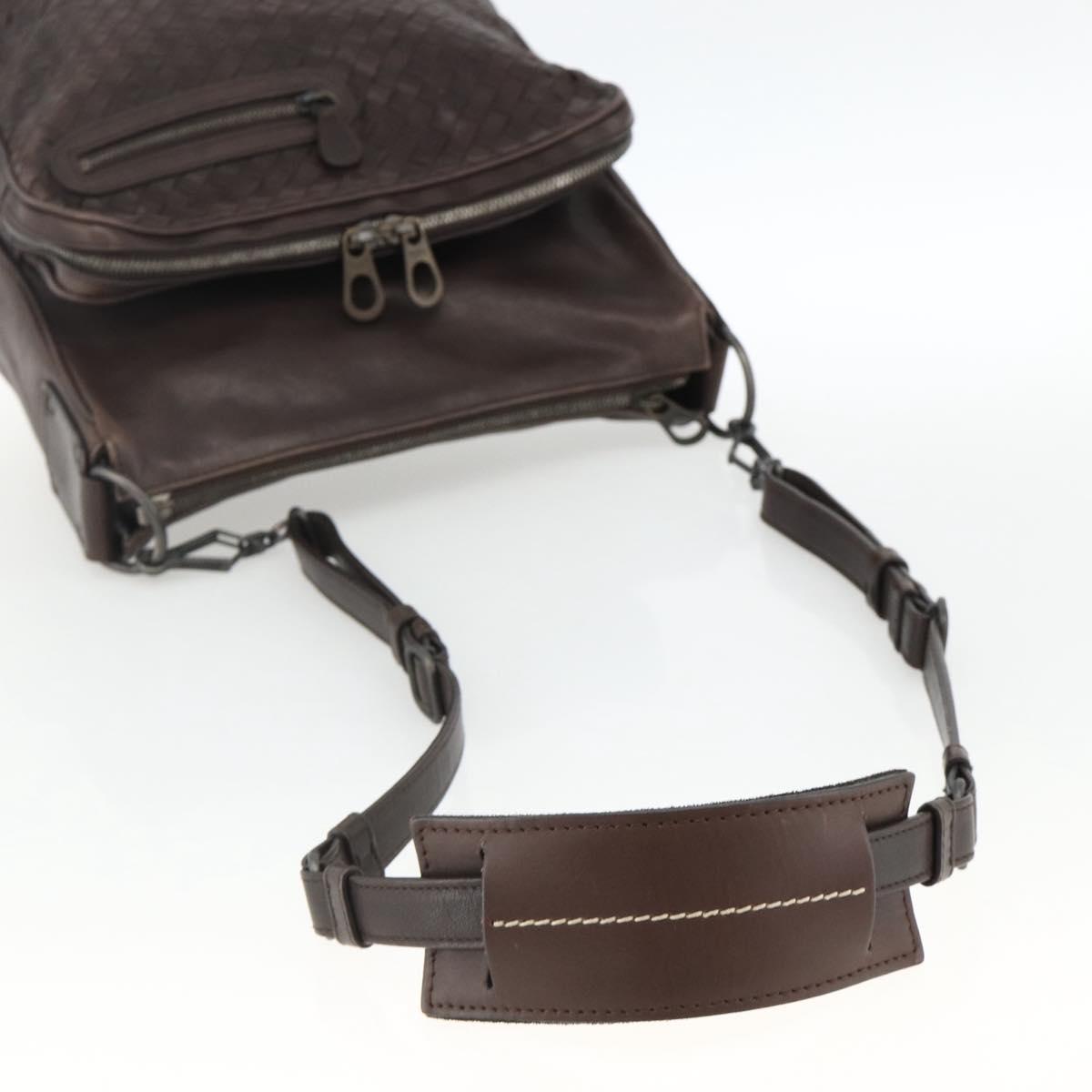 BOTTEGA VENETA INTRECCIATO Shoulder Bag Leather Brown 189225 Auth ki6600