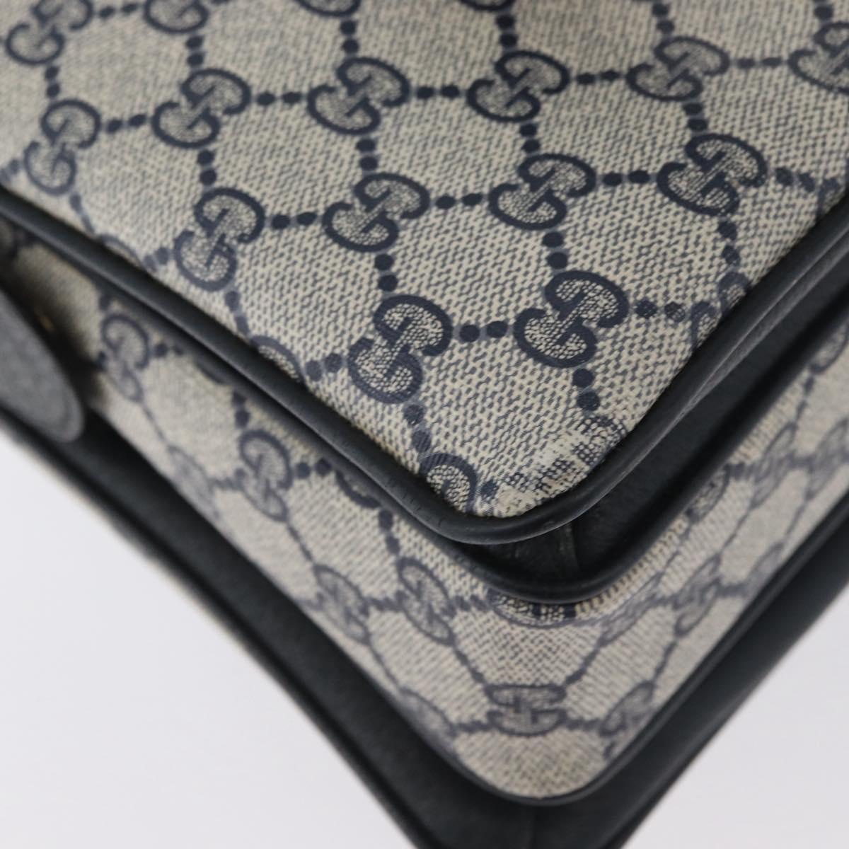 GUCCI GG Supreme Sherry Line Hand Bag PVC Navy Gold Red 41 02 079 Auth ki6604