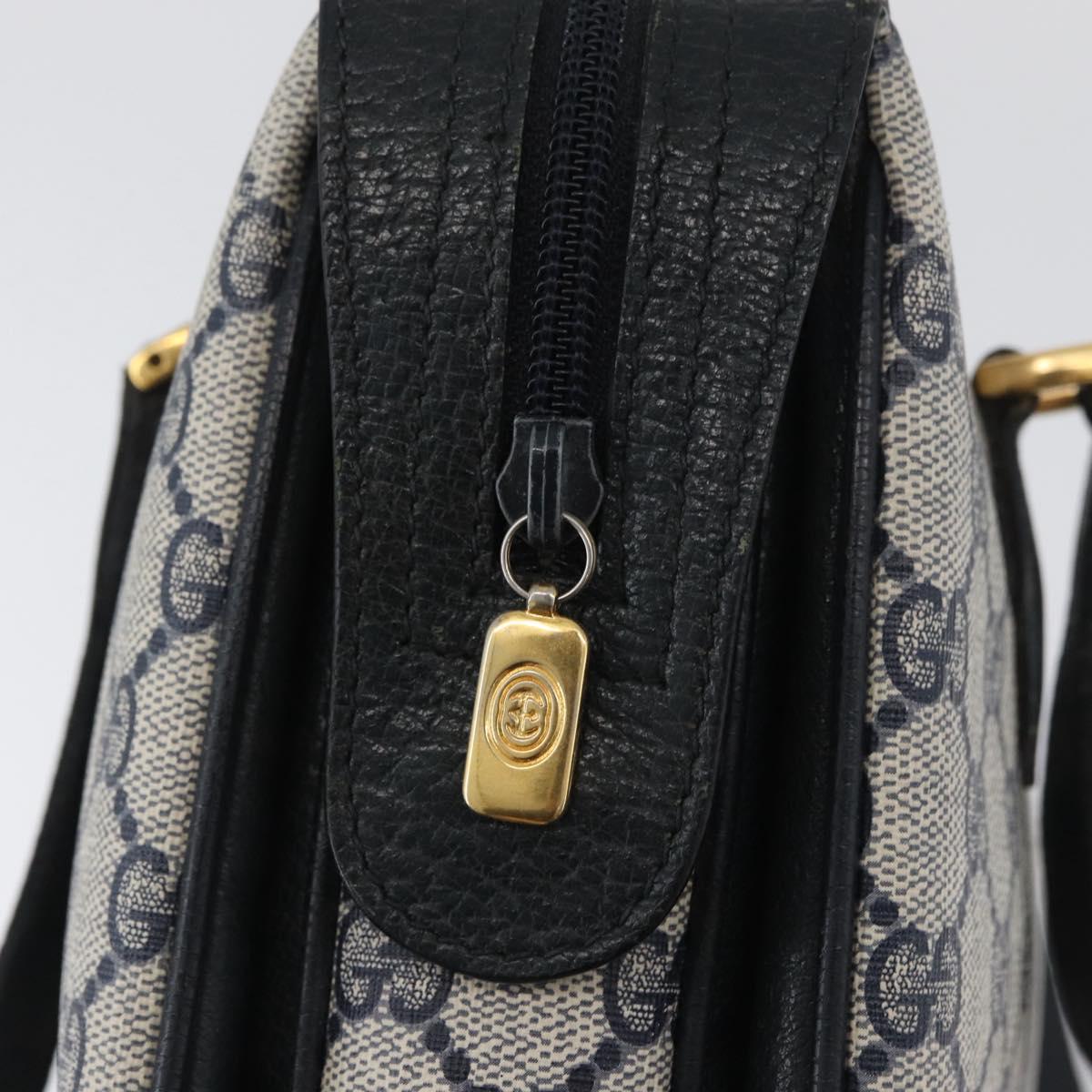 GUCCI GG Supreme Sherry Line Hand Bag PVC Navy Gold Red 41 02 079 Auth ki6604
