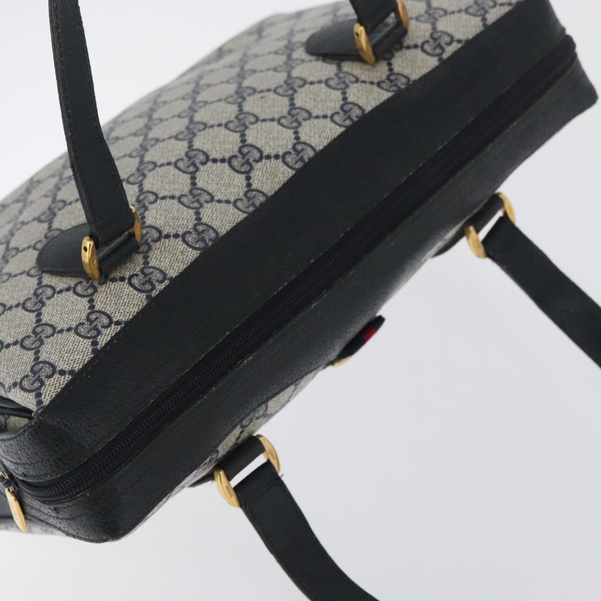 GUCCI GG Supreme Sherry Line Hand Bag PVC Navy Gold Red 41 02 079 Auth ki6604