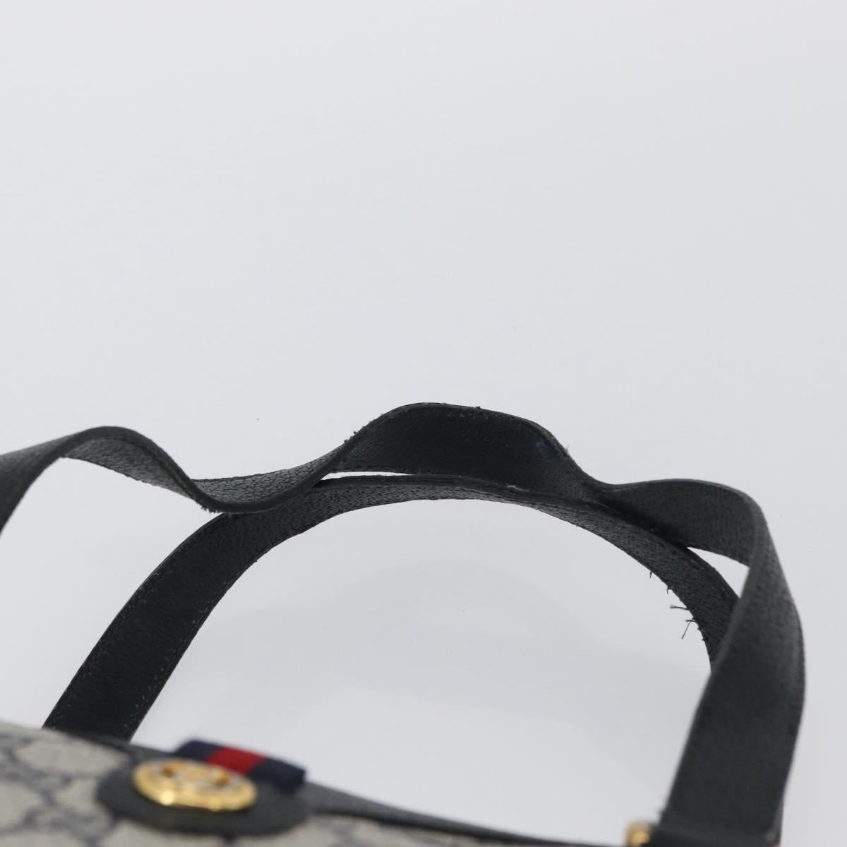 GUCCI GG Supreme Sherry Line Hand Bag PVC Navy Gold Red 41 02 079 Auth ki6604
