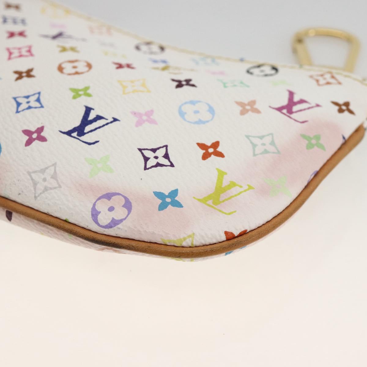 LOUIS VUITTON Monogram Multicolor Pochette MM Pouch White M60028 LV Auth ki6606A