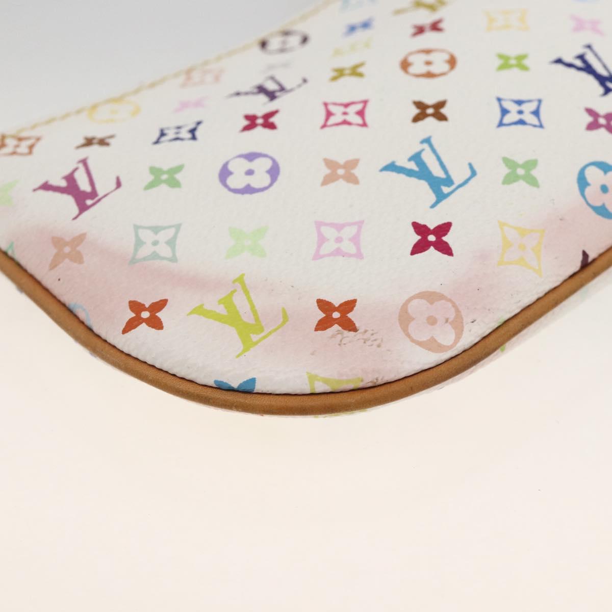 LOUIS VUITTON Monogram Multicolor Pochette MM Pouch White M60028 LV Auth ki6606A