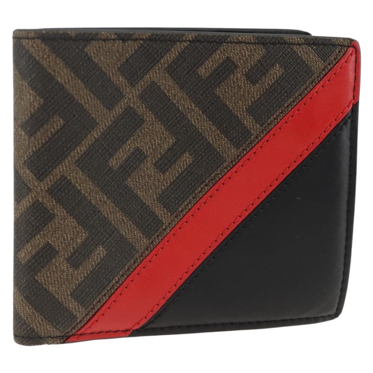 FENDI Zucca Canvas Wallet Black Brown Auth ki6612V
