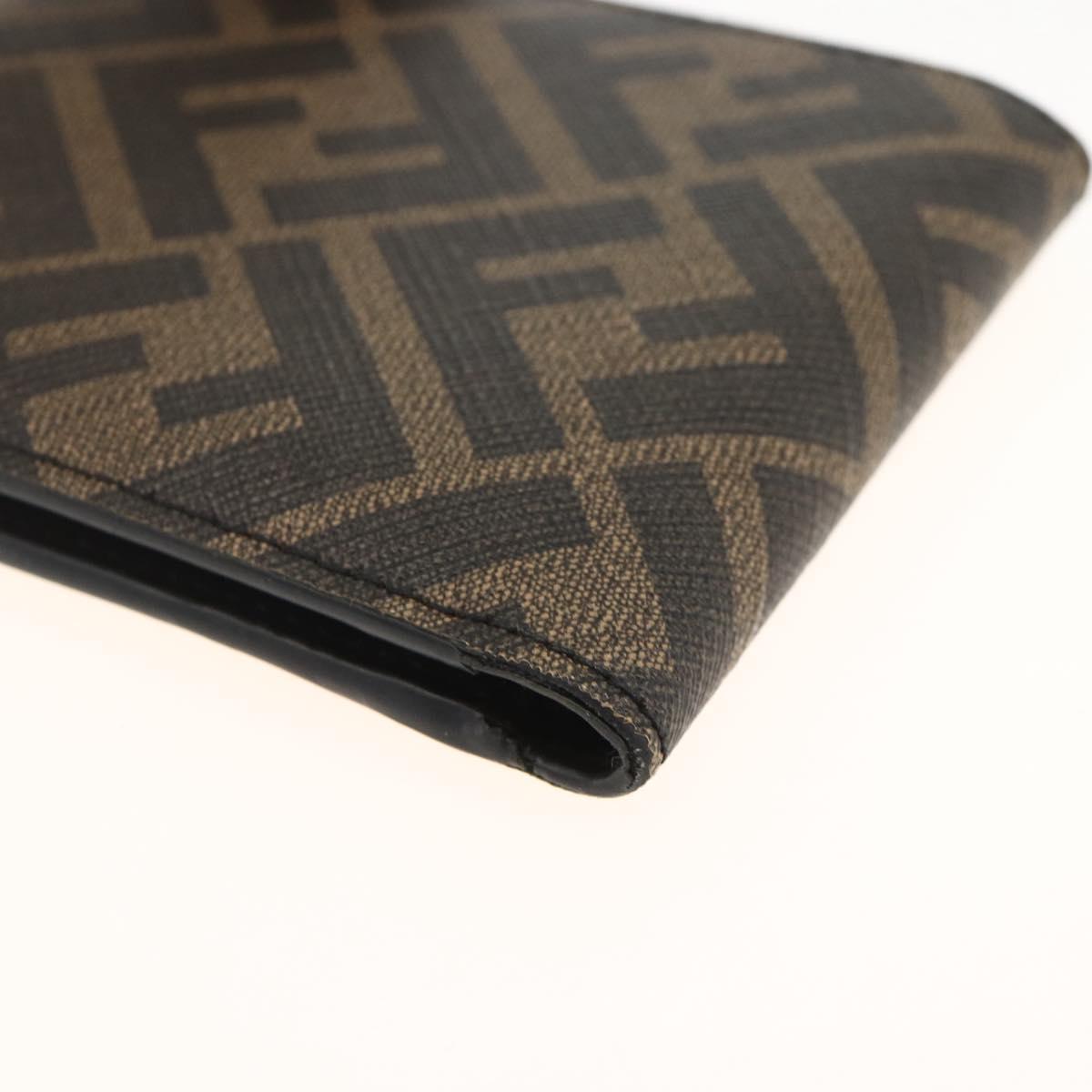 FENDI Zucca Canvas Wallet Black Brown Auth ki6612V
