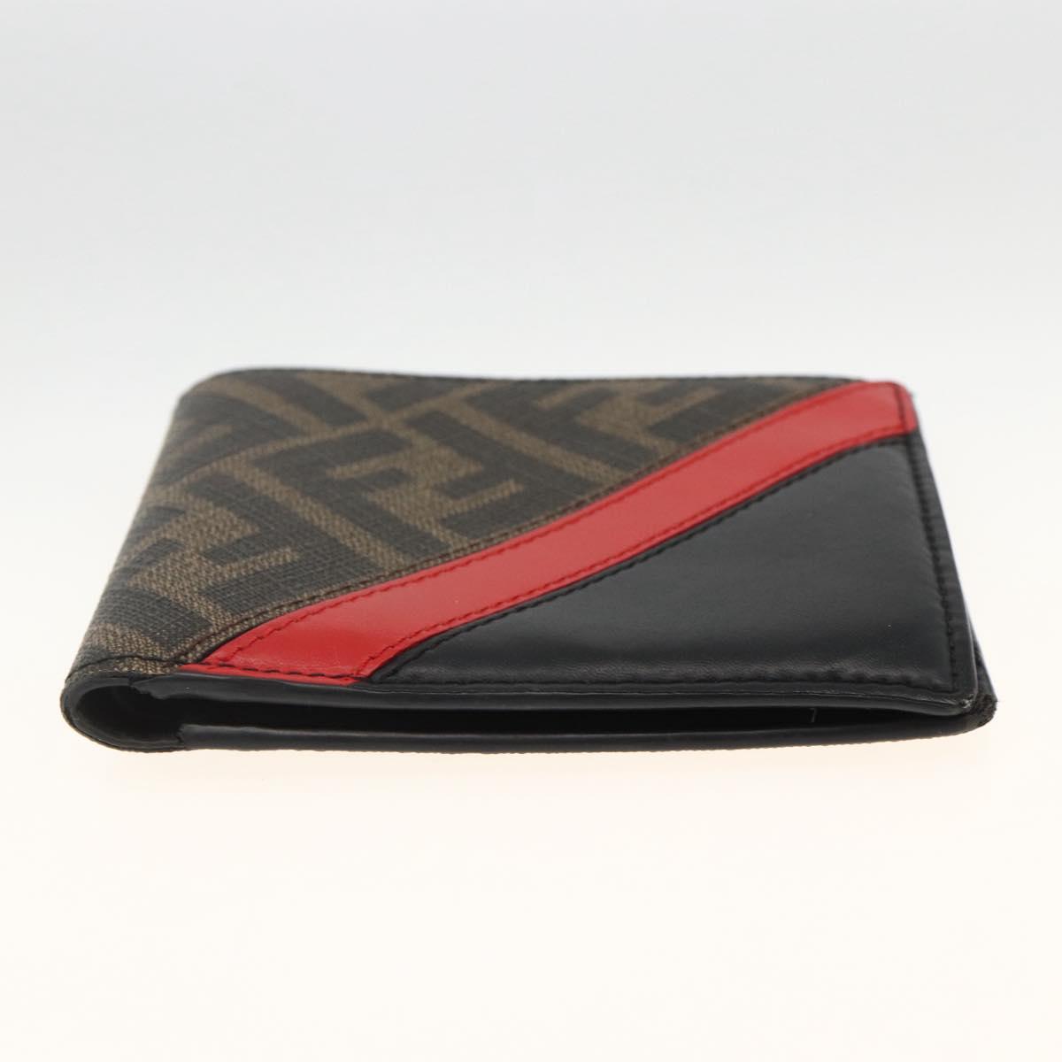 FENDI Zucca Canvas Wallet Black Brown Auth ki6612V