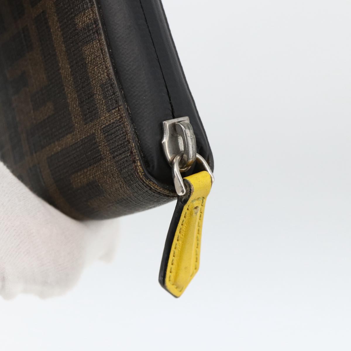FENDI Zucca Canvas Long Wallet Black Brown Auth ki6613V