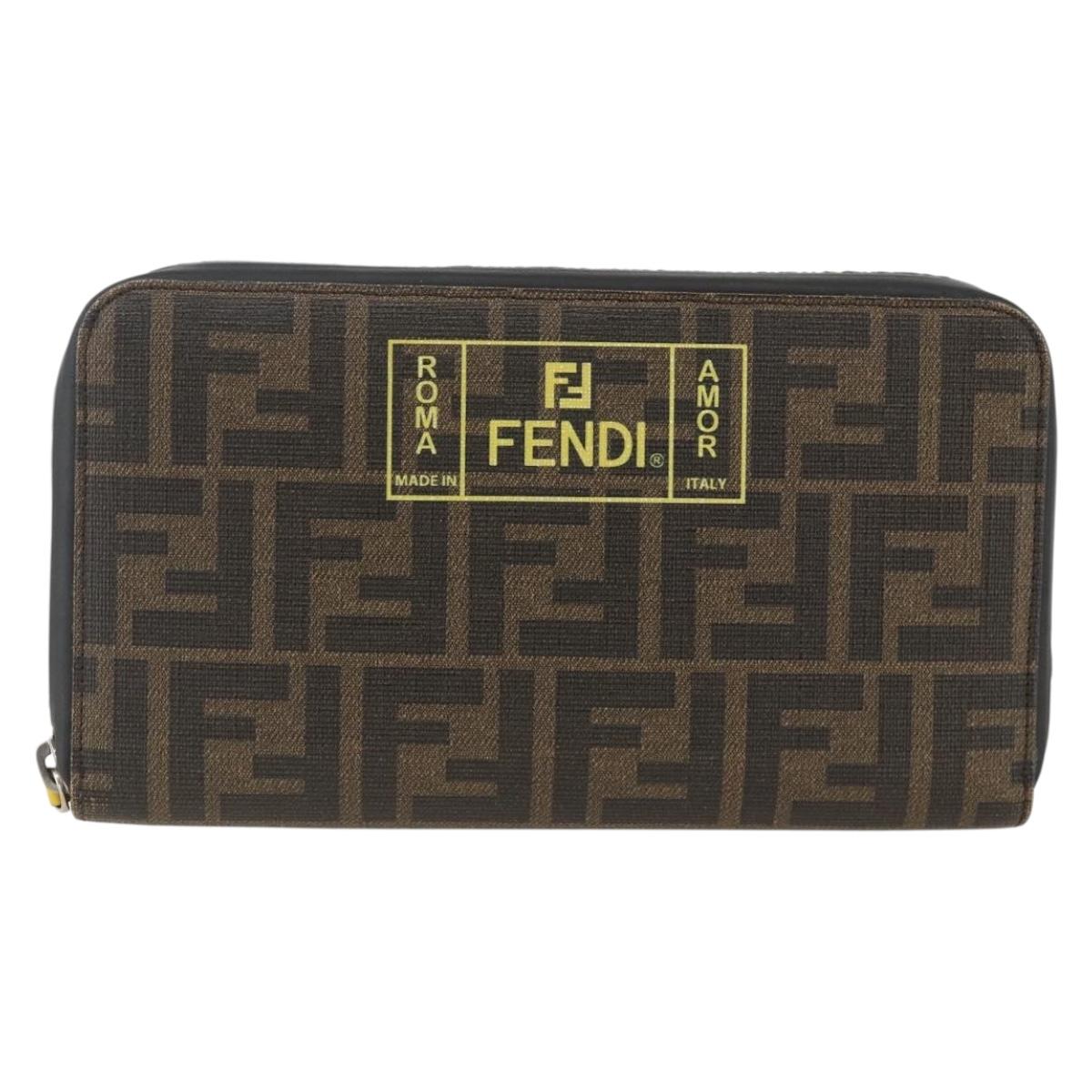 FENDI Zucca Canvas Long Wallet Black Brown Auth ki6613V