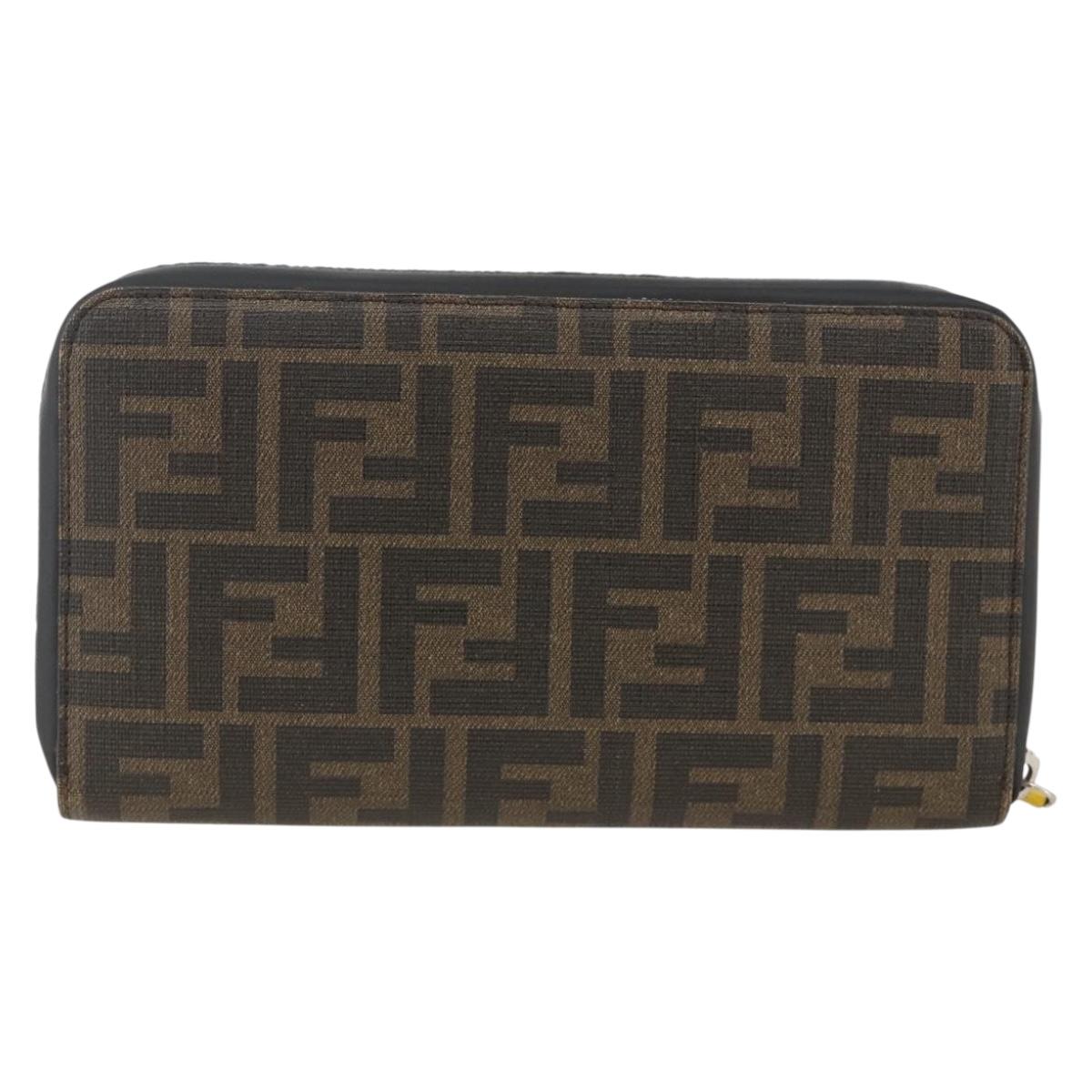 FENDI Zucca Canvas Long Wallet Black Brown Auth ki6613V