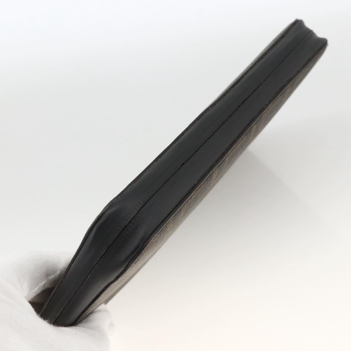 FENDI Zucca Canvas Long Wallet Black Brown Auth ki6613V