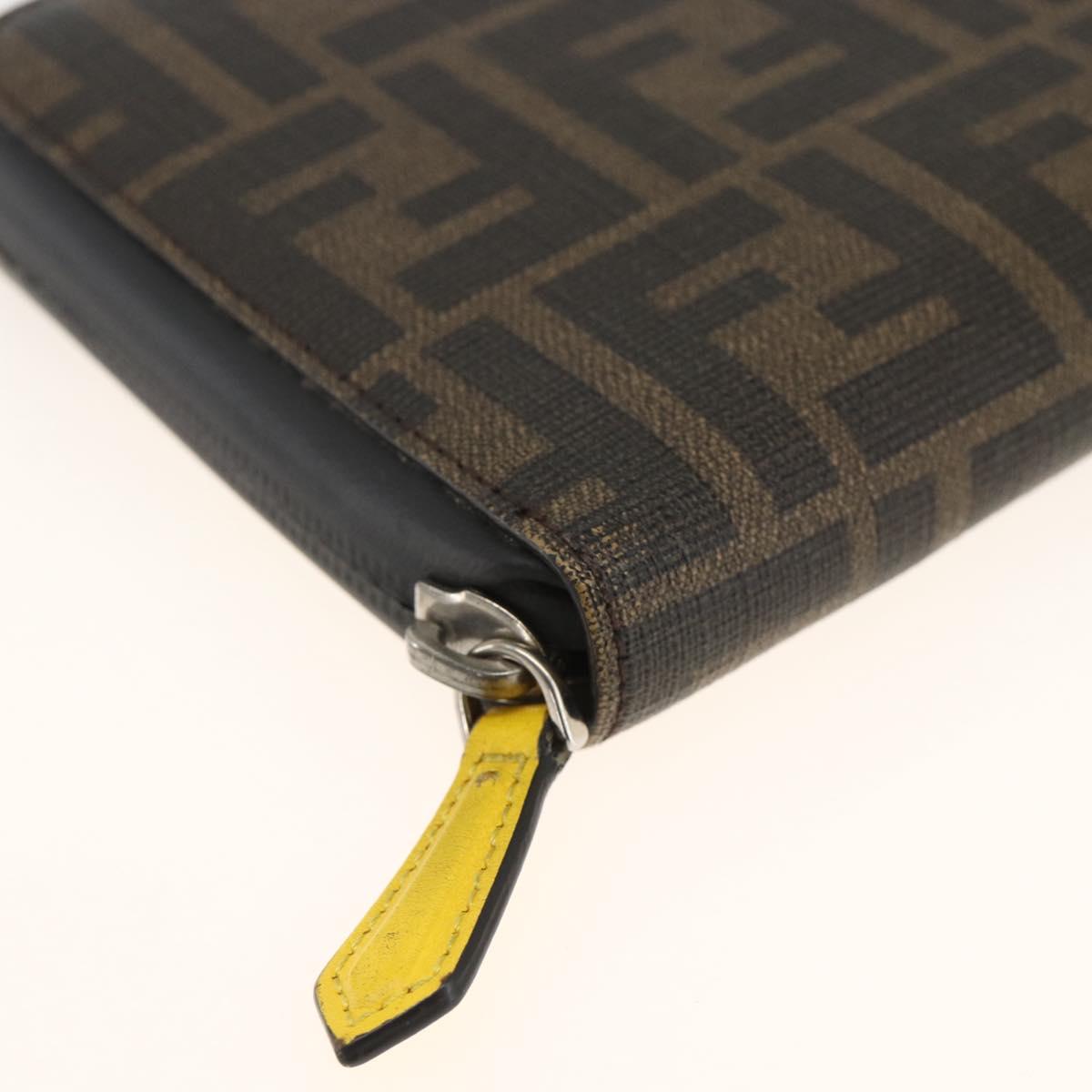 FENDI Zucca Canvas Long Wallet Black Brown Auth ki6613V