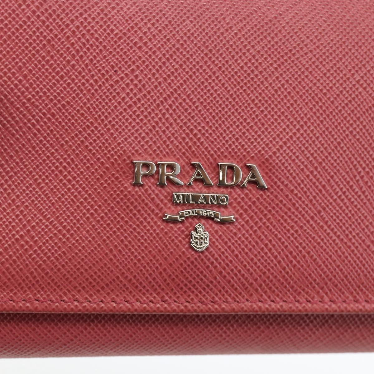 PRADA Long Wallet Safiano leather Pink Silver Auth ki6614