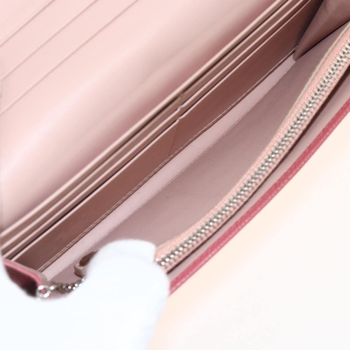 PRADA Long Wallet Safiano leather Pink Silver Auth ki6614