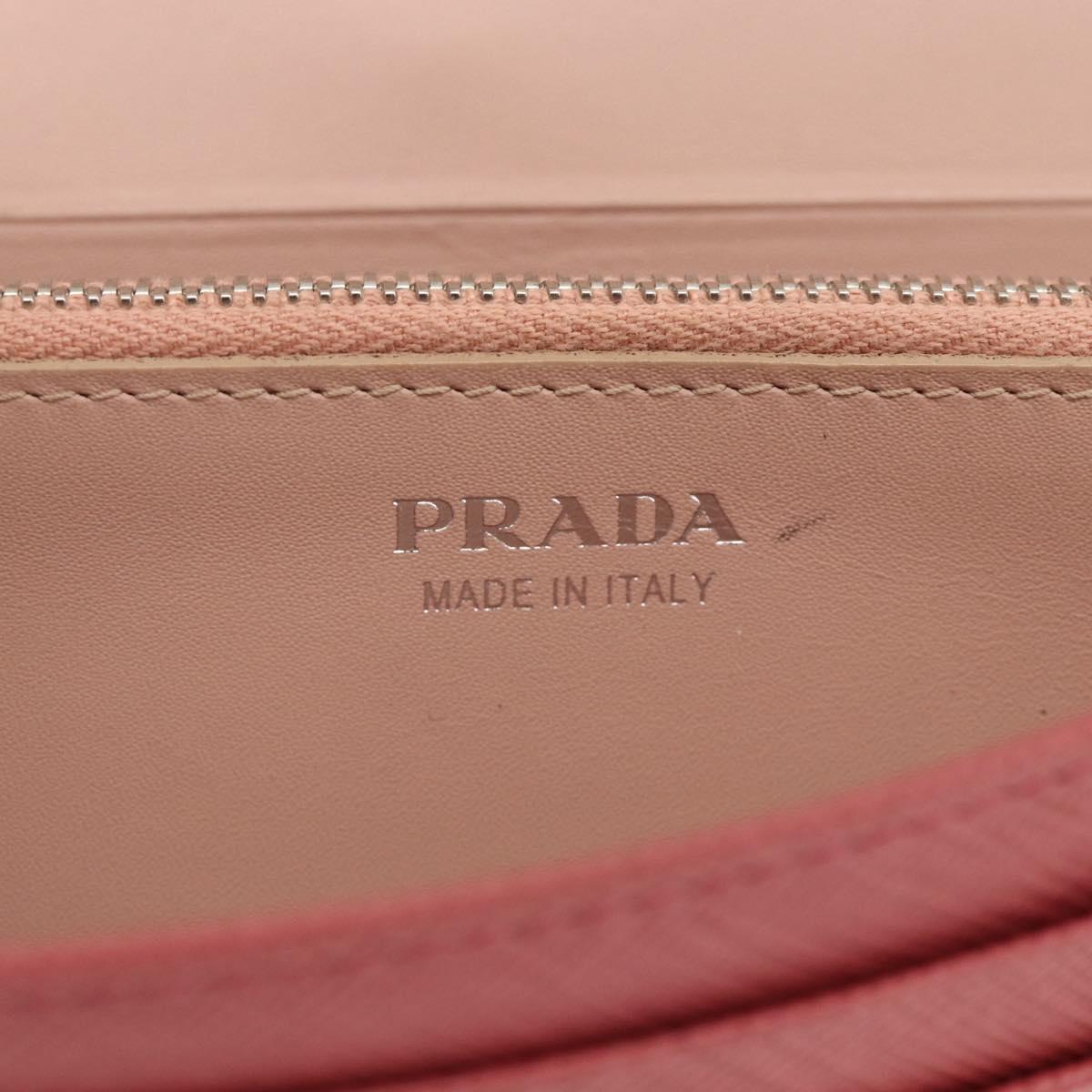 PRADA Long Wallet Safiano leather Pink Silver Auth ki6614