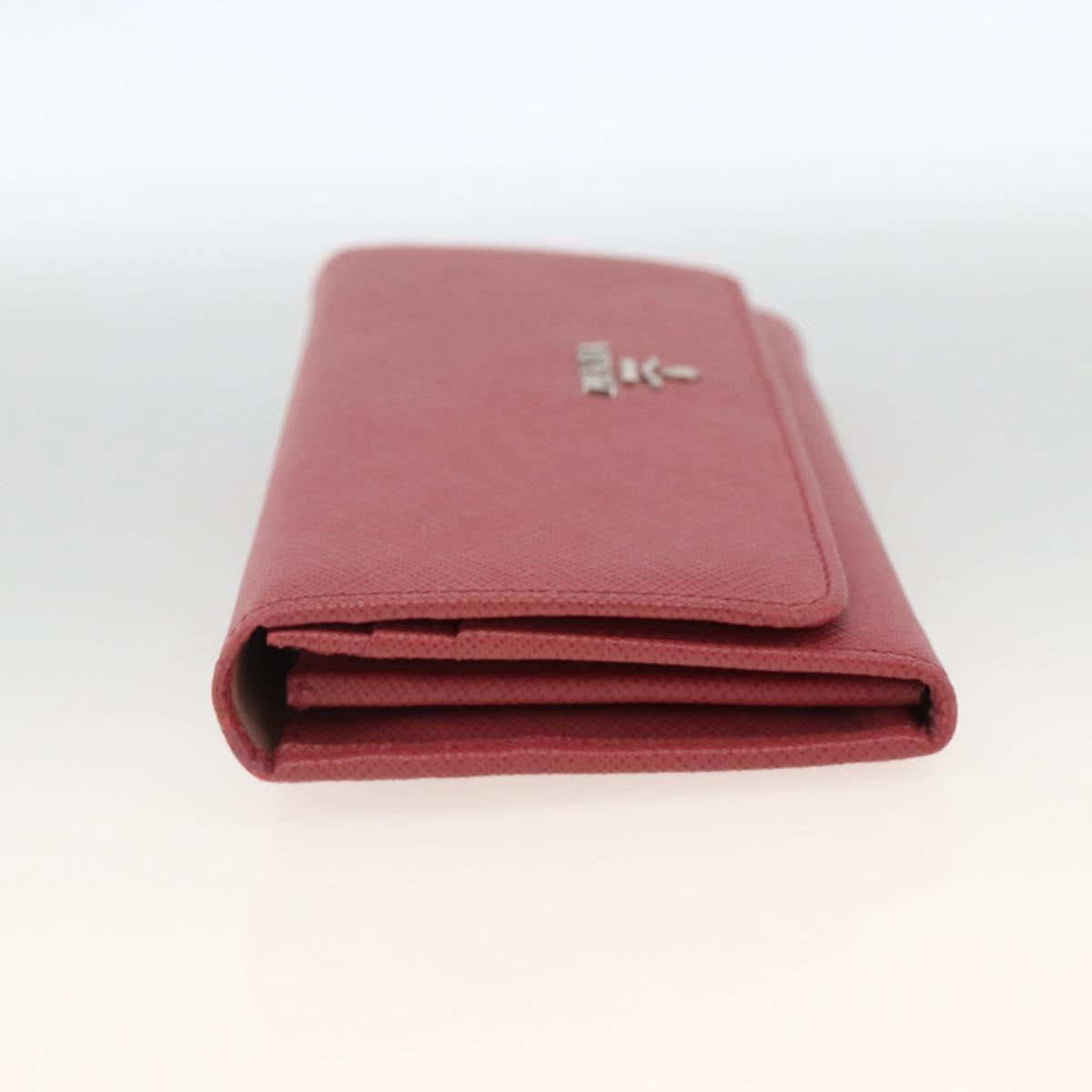 PRADA Long Wallet Safiano leather Pink Silver Auth ki6614