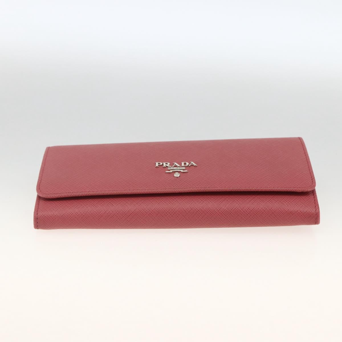 PRADA Long Wallet Safiano leather Pink Silver Auth ki6614