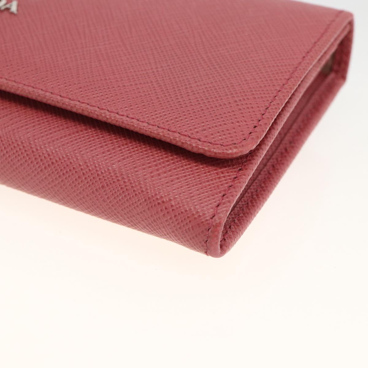 PRADA Long Wallet Safiano leather Pink Silver Auth ki6614
