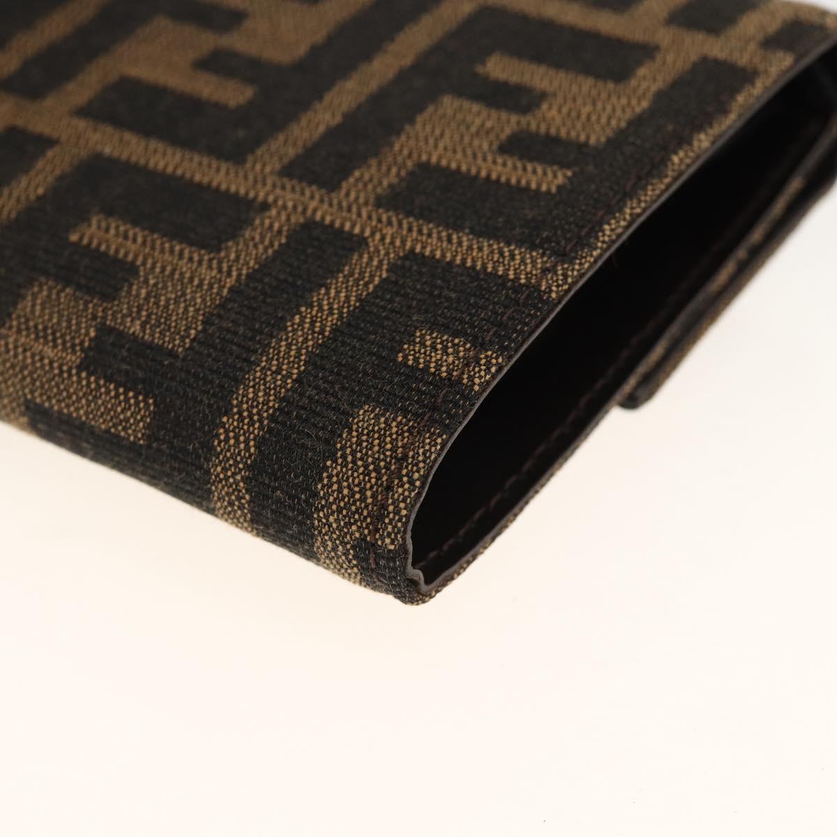 FENDI Zucca Canvas Wallet Black Brown Auth ki6616V