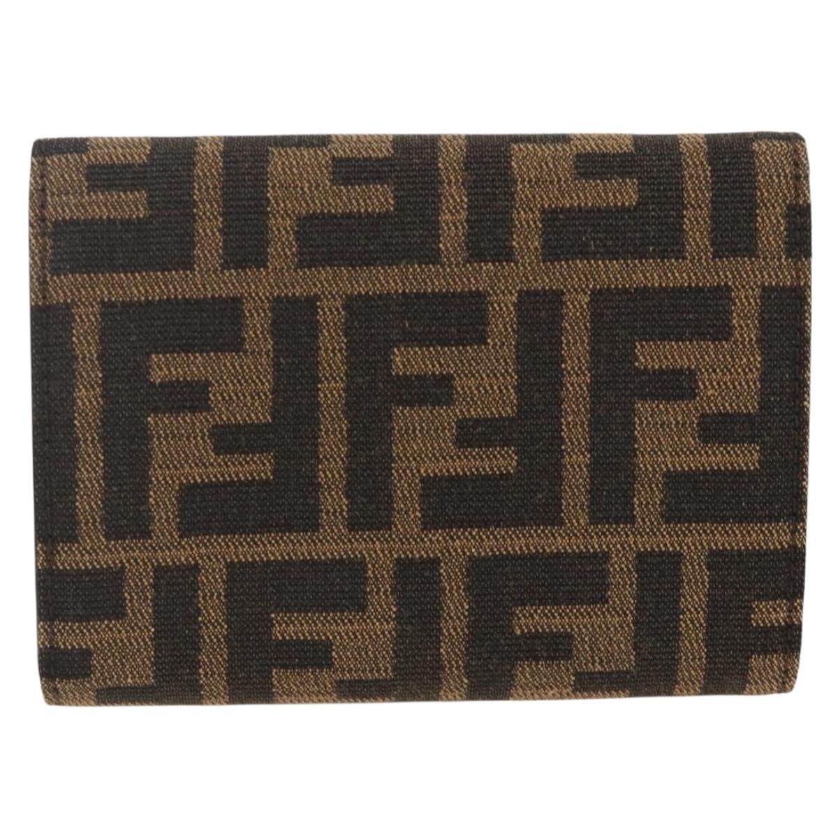 FENDI Zucca Canvas Wallet Black Brown Auth ki6616V