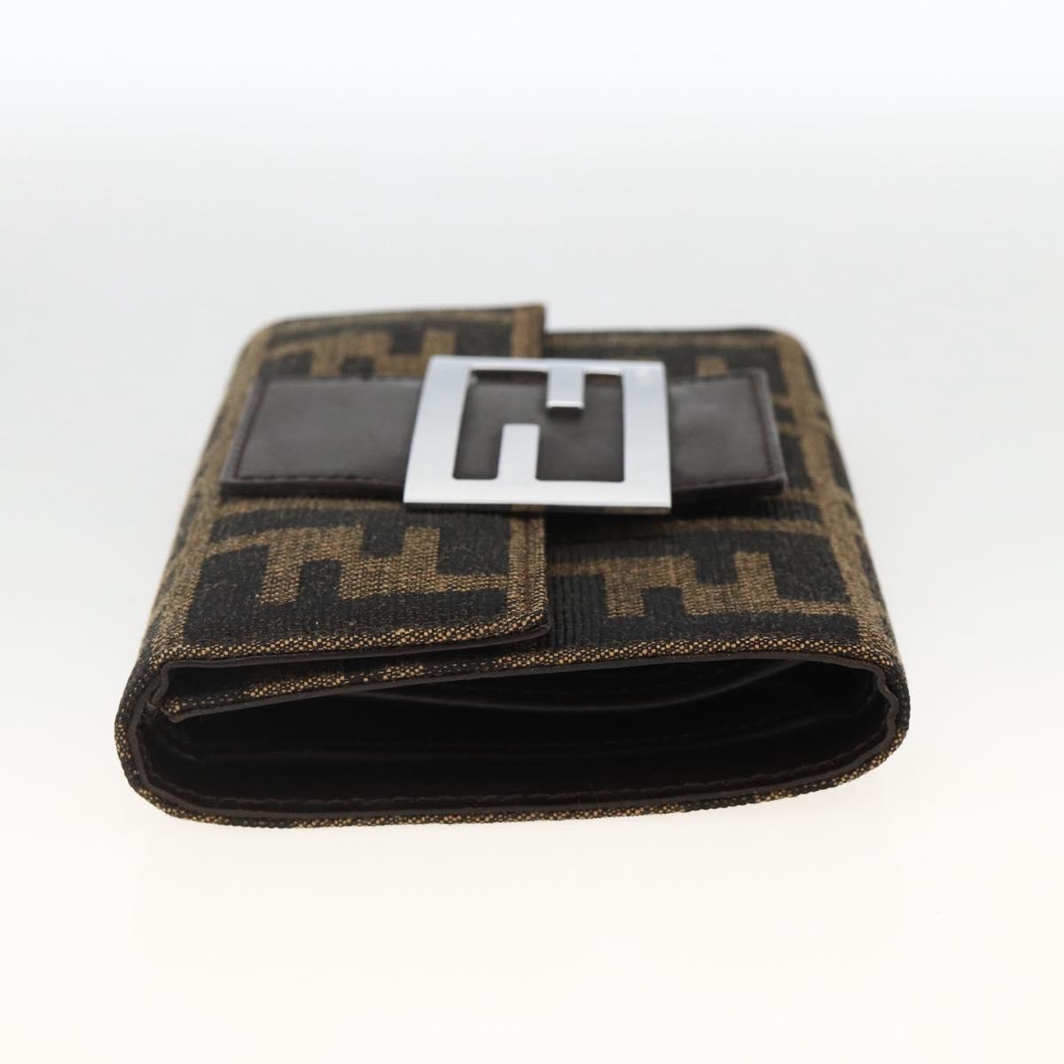 FENDI Zucca Canvas Wallet Black Brown Auth ki6616V