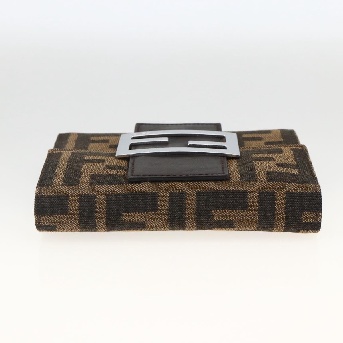 FENDI Zucca Canvas Wallet Black Brown Auth ki6616V