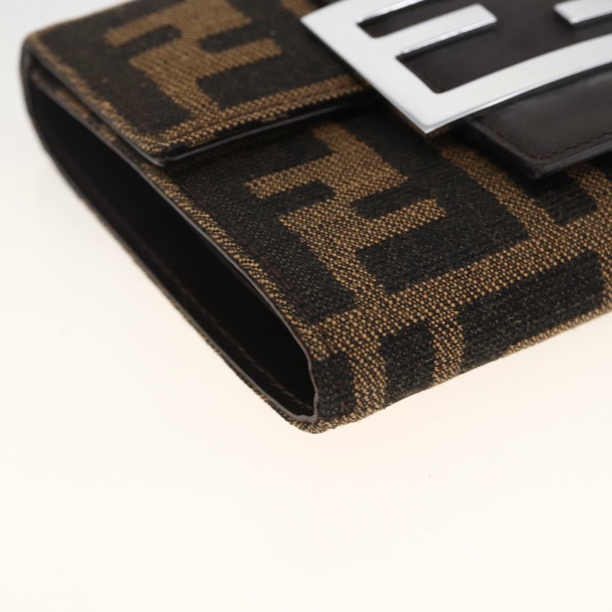 FENDI Zucca Canvas Wallet Black Brown Auth ki6616V
