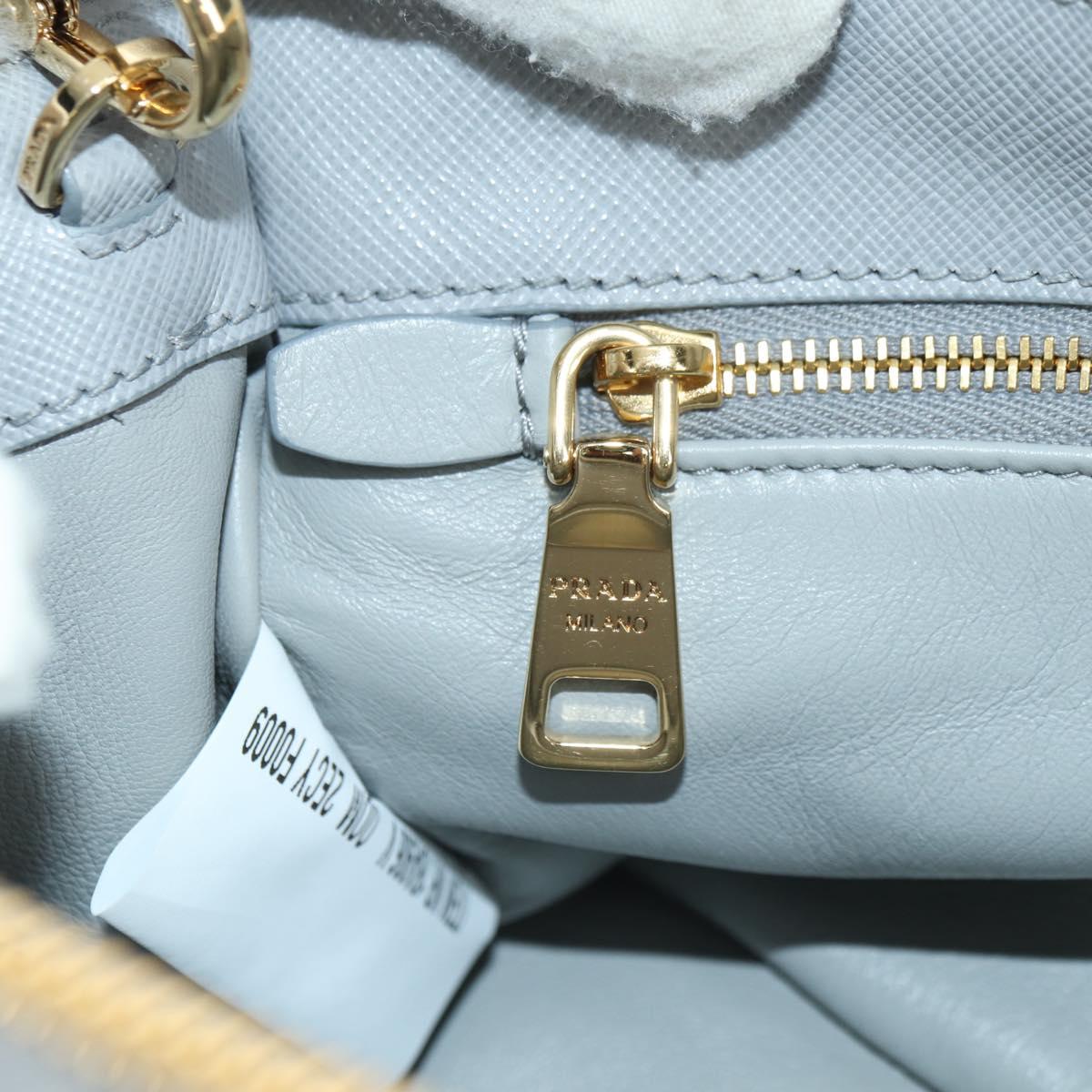 PRADA MONTONE Faux Fur Galleria Shoulder Bag Fur 2way Gray Gold Auth ki6631M