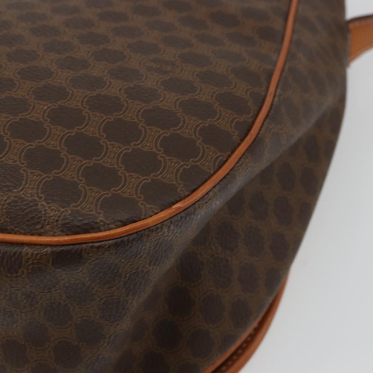 CELINE Macadam Canvas Shoulder Bag PVC Leather Brown Gold Auth ki6634A
