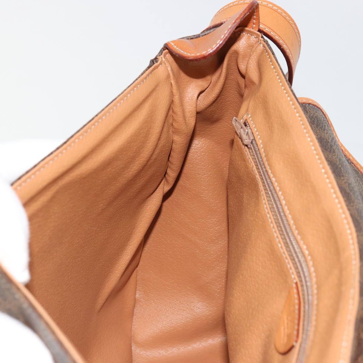 CELINE Macadam Canvas Shoulder Bag PVC Leather Brown Gold Auth ki6634A