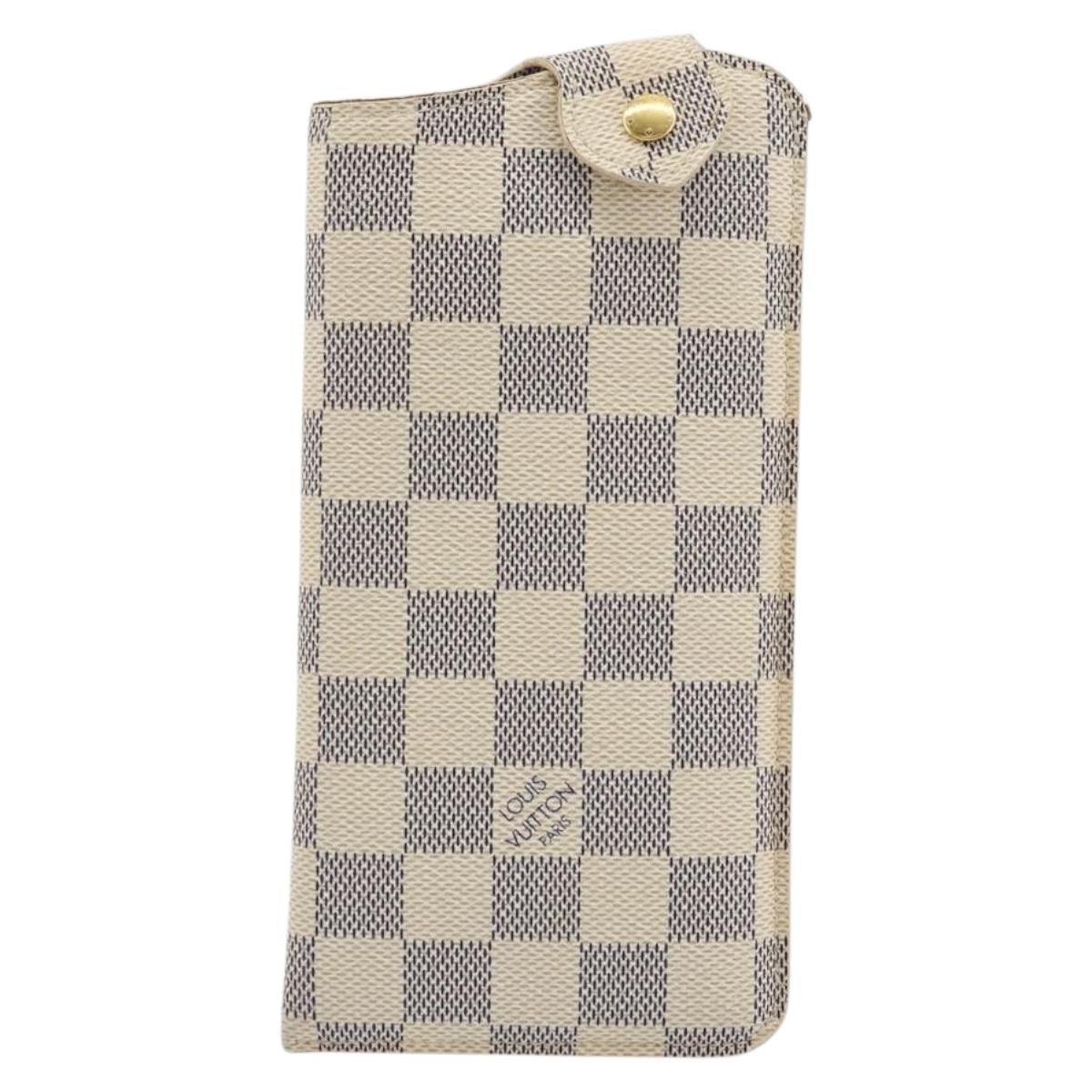 LOUIS VUITTON Damier Azur Etui A Lunettes MM Glasses Case N60025 LV Auth ki6637V