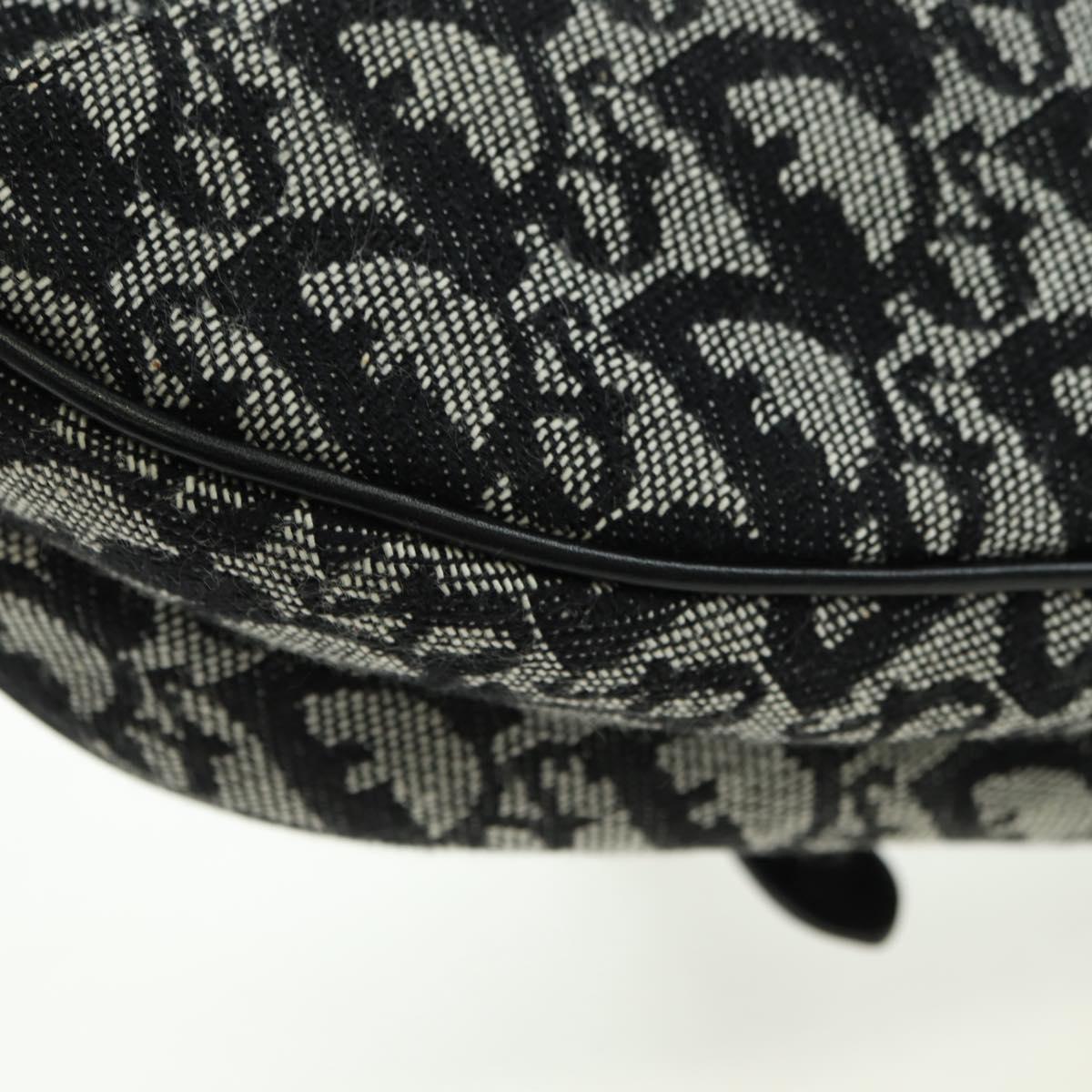 Christian Dior Trotter Canvas Saddle Bag Hand Bag Black Silver Auth ki6640M
