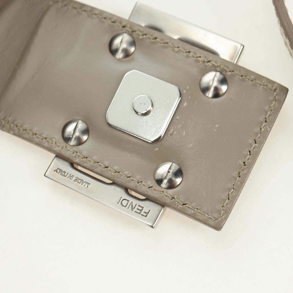 FENDI Zucchino Canvas Mamma Baguette Shoulder Bag Beige Silver Auth ki6644SAV
