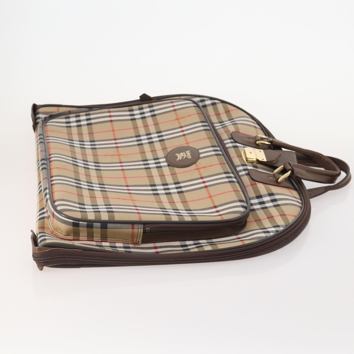 Burberrys Nova Check Garment Cover Canvas Beige Gold Auth ki6645A