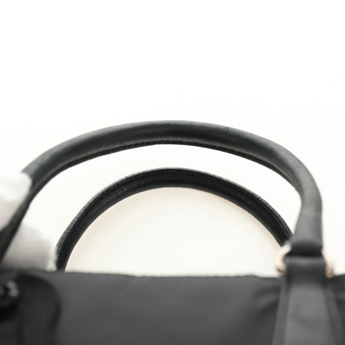 PRADA Hand Bag Nylon Black Silver Auth ki6652SM