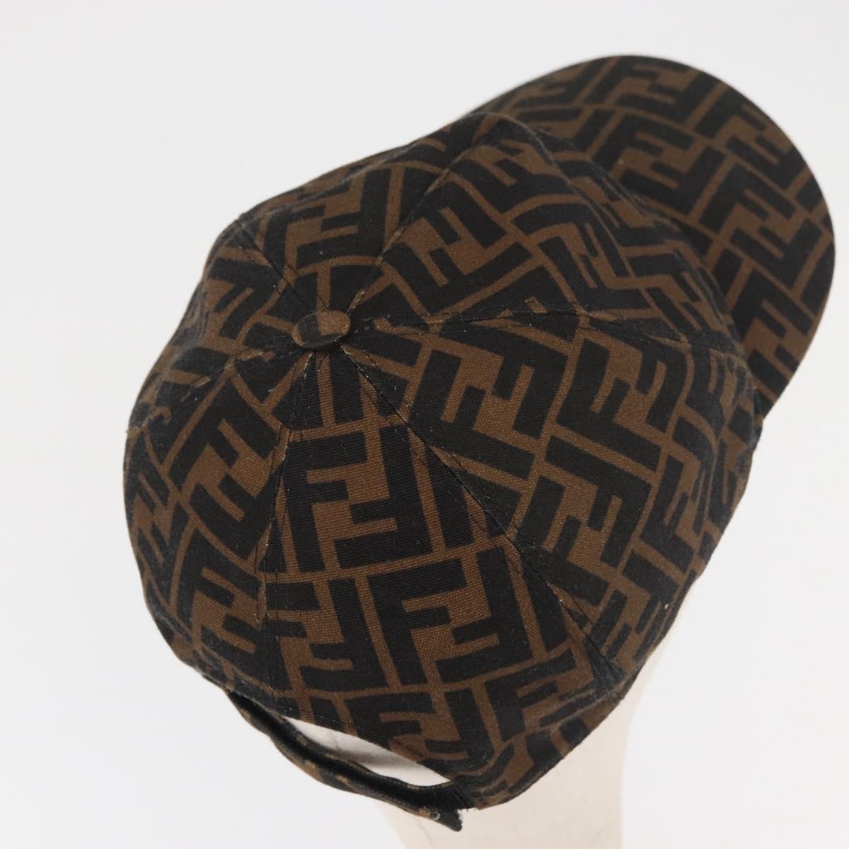 FENDI Zucca Canvas Baseball Cap Black Brown Auth ki6656A