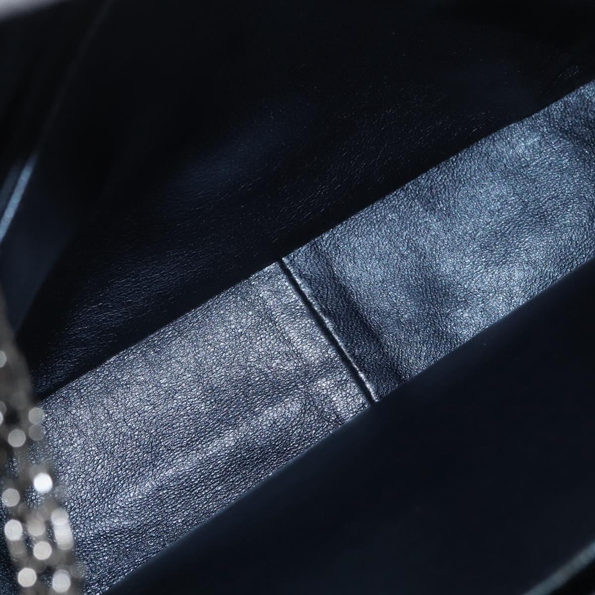 CHANEL Matelasse Chain Shoulder Bag Leather Blue Silver CC Auth ki6660A