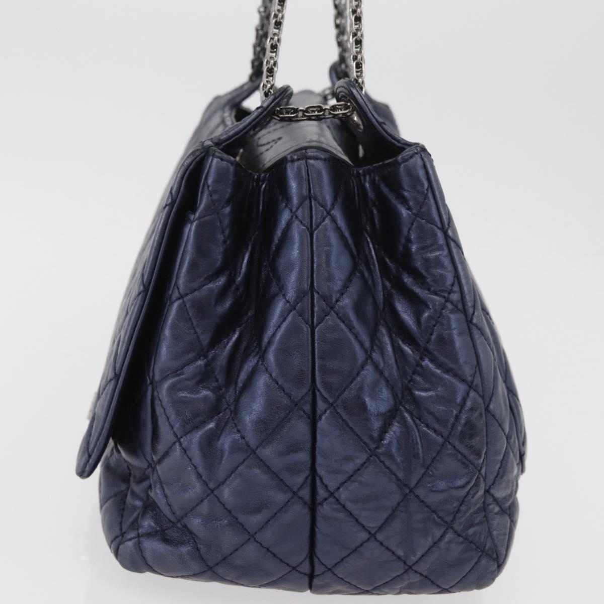 CHANEL Matelasse Chain Shoulder Bag Leather Blue Silver CC Auth ki6660A