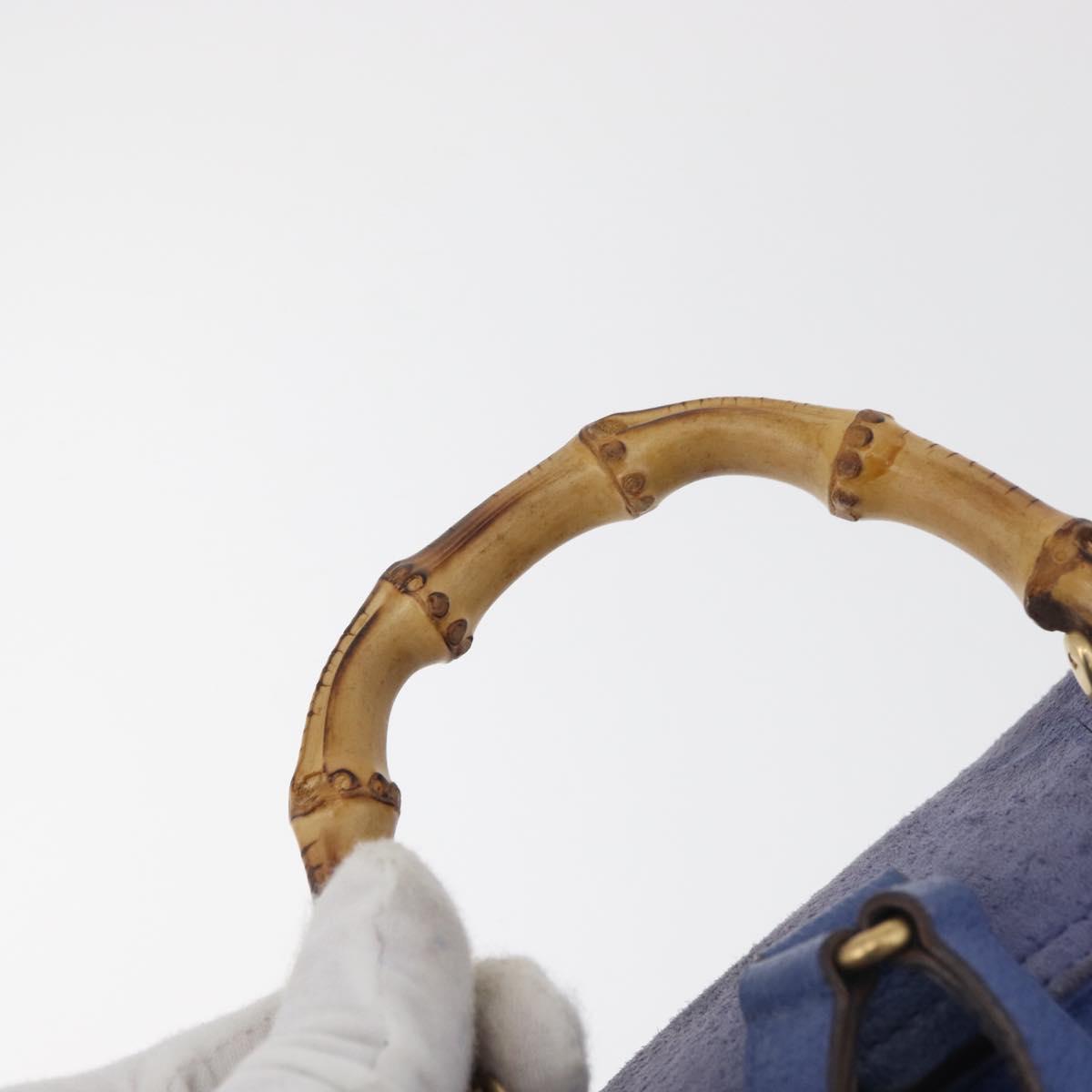GUCCI Bamboo Backpack Suede Blue 003 8030 3444 Auth ki6661A