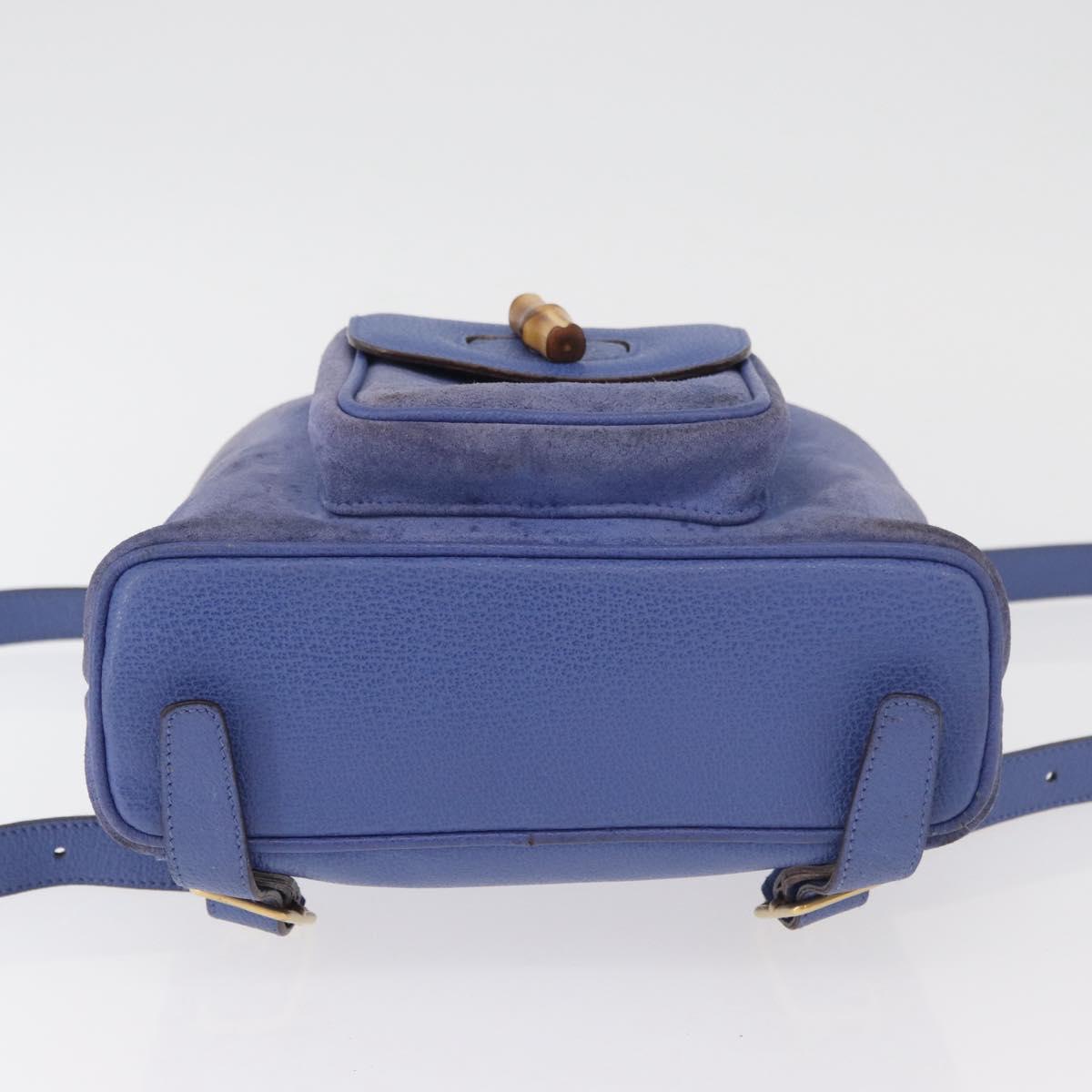 GUCCI Bamboo Backpack Suede Blue 003 8030 3444 Auth ki6661A