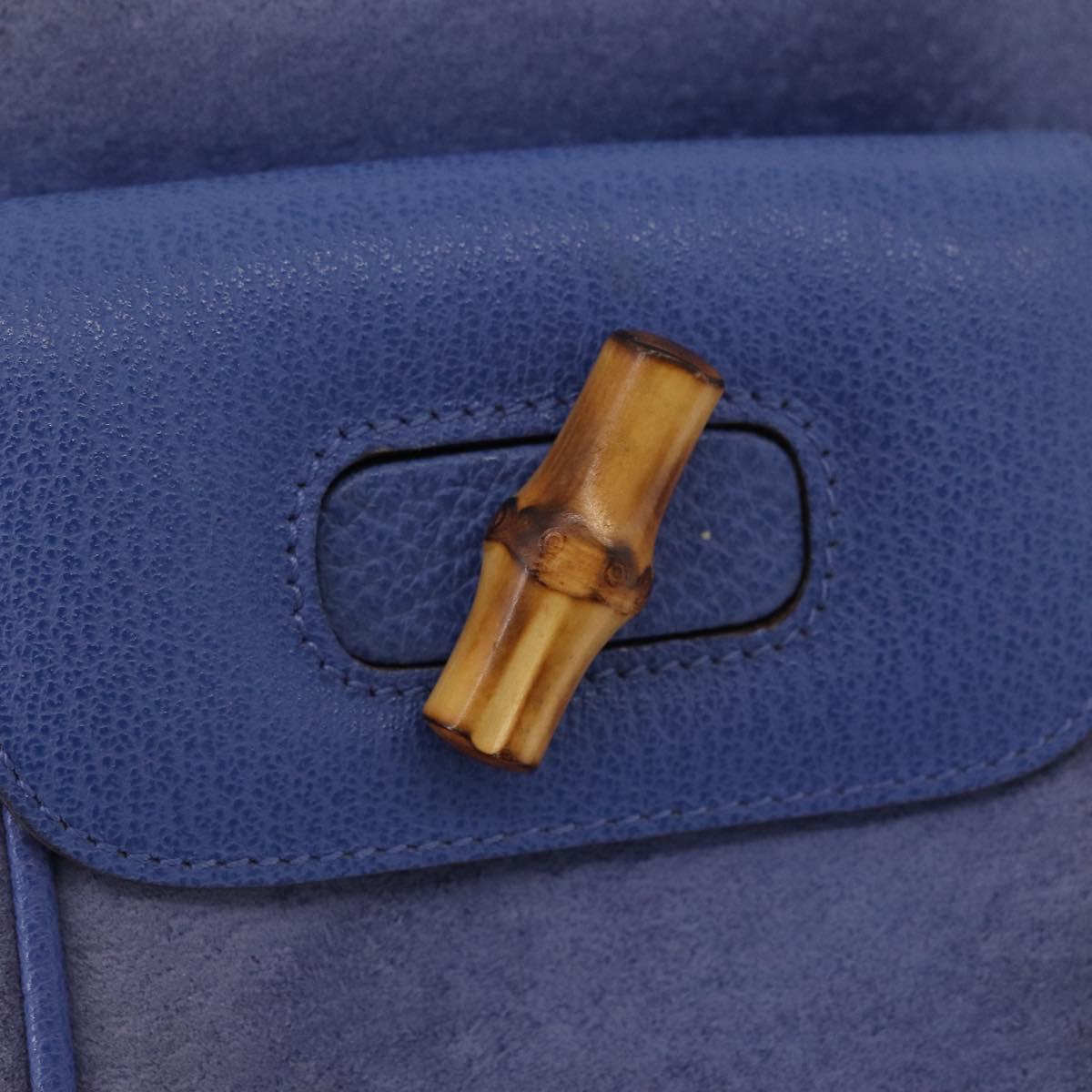 GUCCI Bamboo Backpack Suede Blue 003 8030 3444 Auth ki6661A