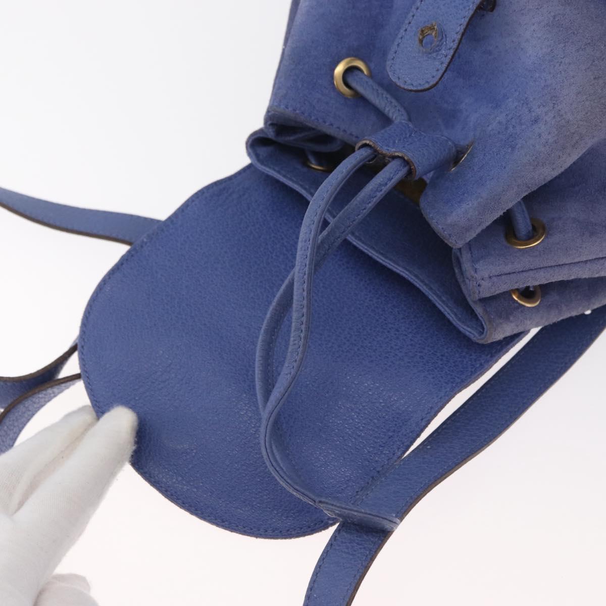 GUCCI Bamboo Backpack Suede Blue 003 8030 3444 Auth ki6661A