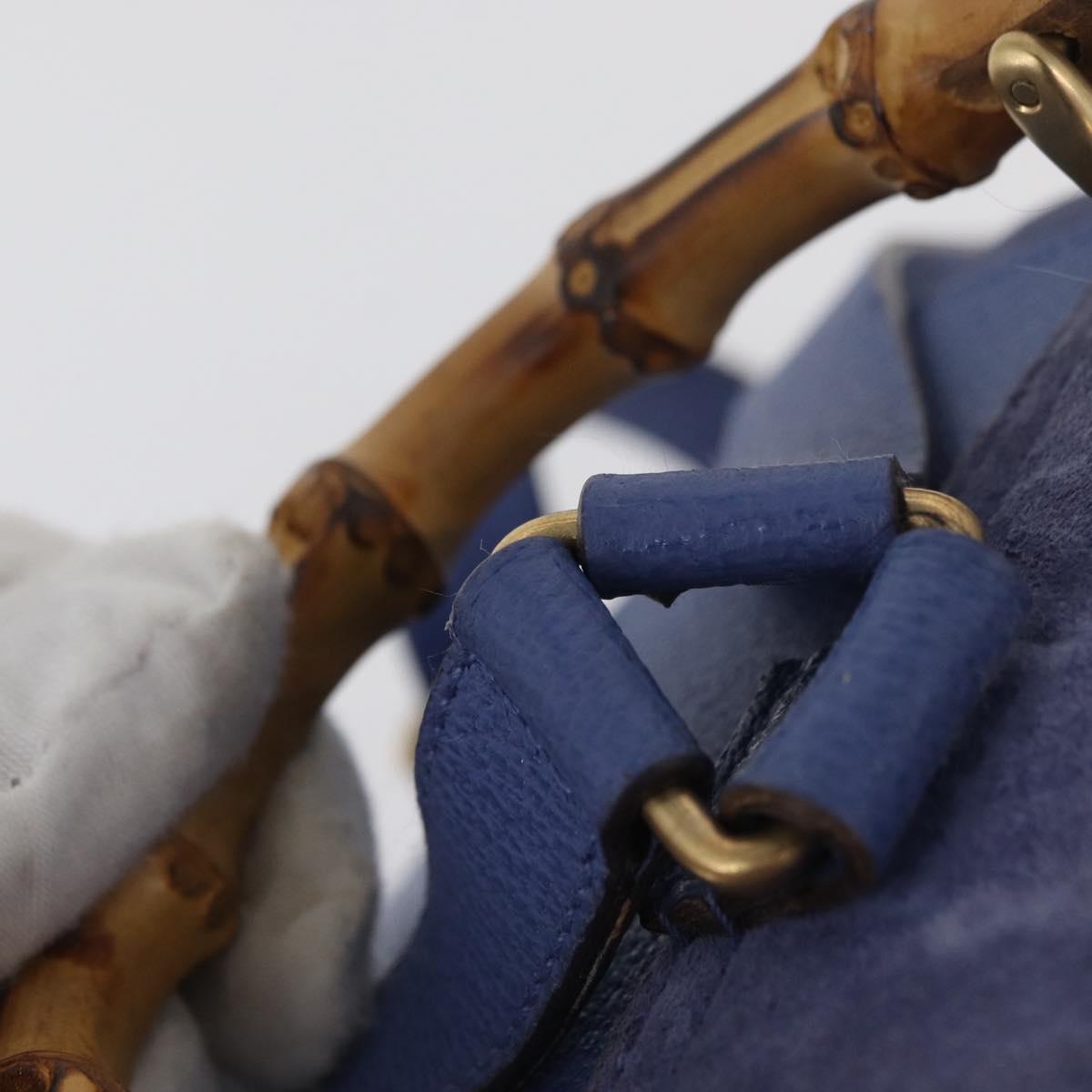 GUCCI Bamboo Backpack Suede Blue 003 8030 3444 Auth ki6661A