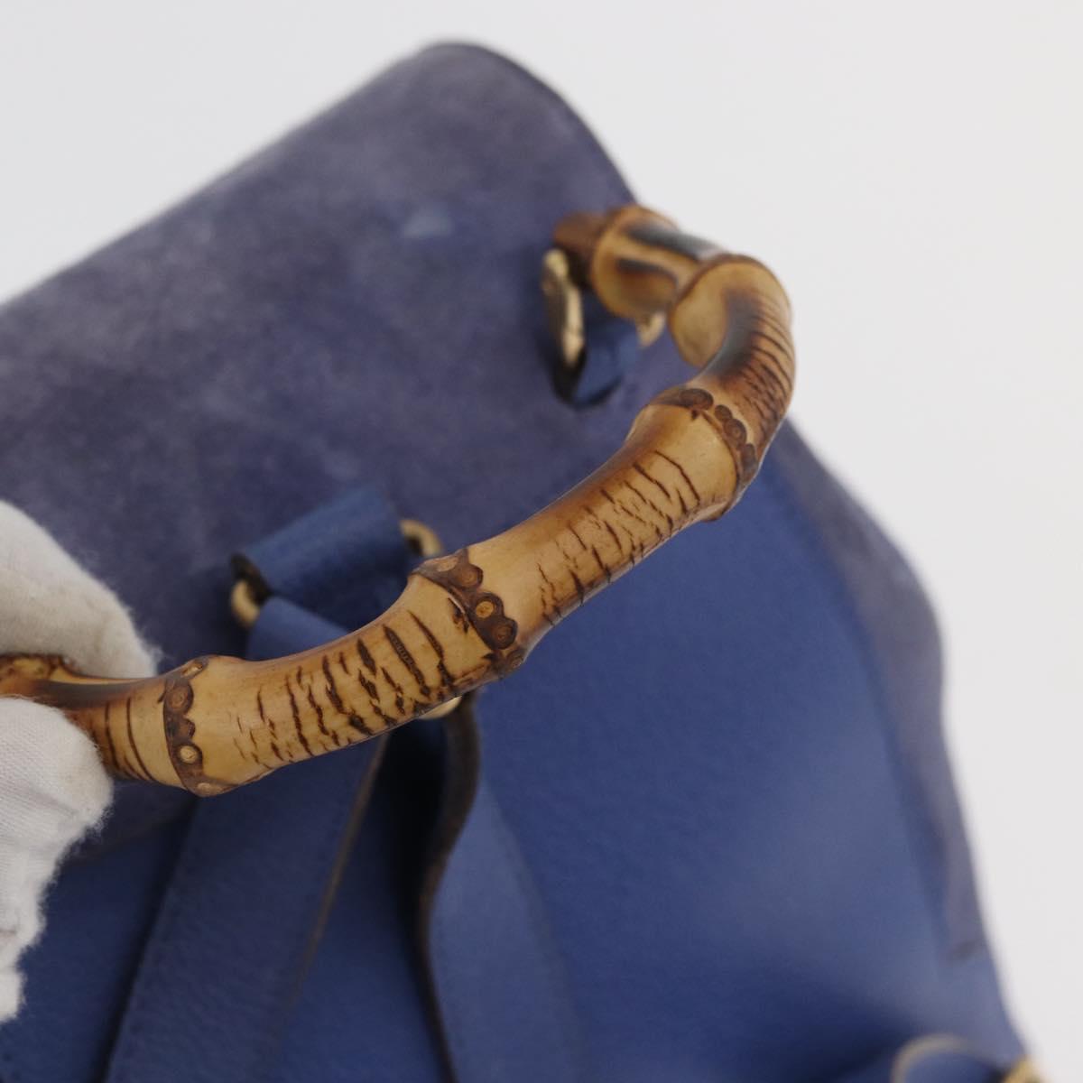GUCCI Bamboo Backpack Suede Blue 003 8030 3444 Auth ki6661A