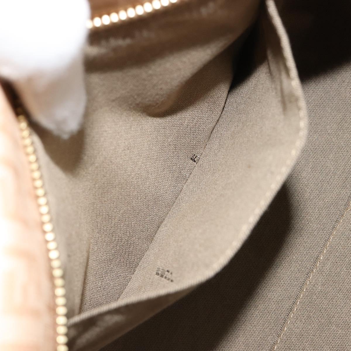 FENDI Zucchino Canvas Hand Bag Beige Gold Auth ki6664M