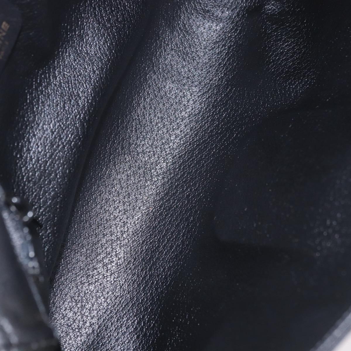 CELINE Chain Shoulder Bag Leather Black Gold Auth ki6665M