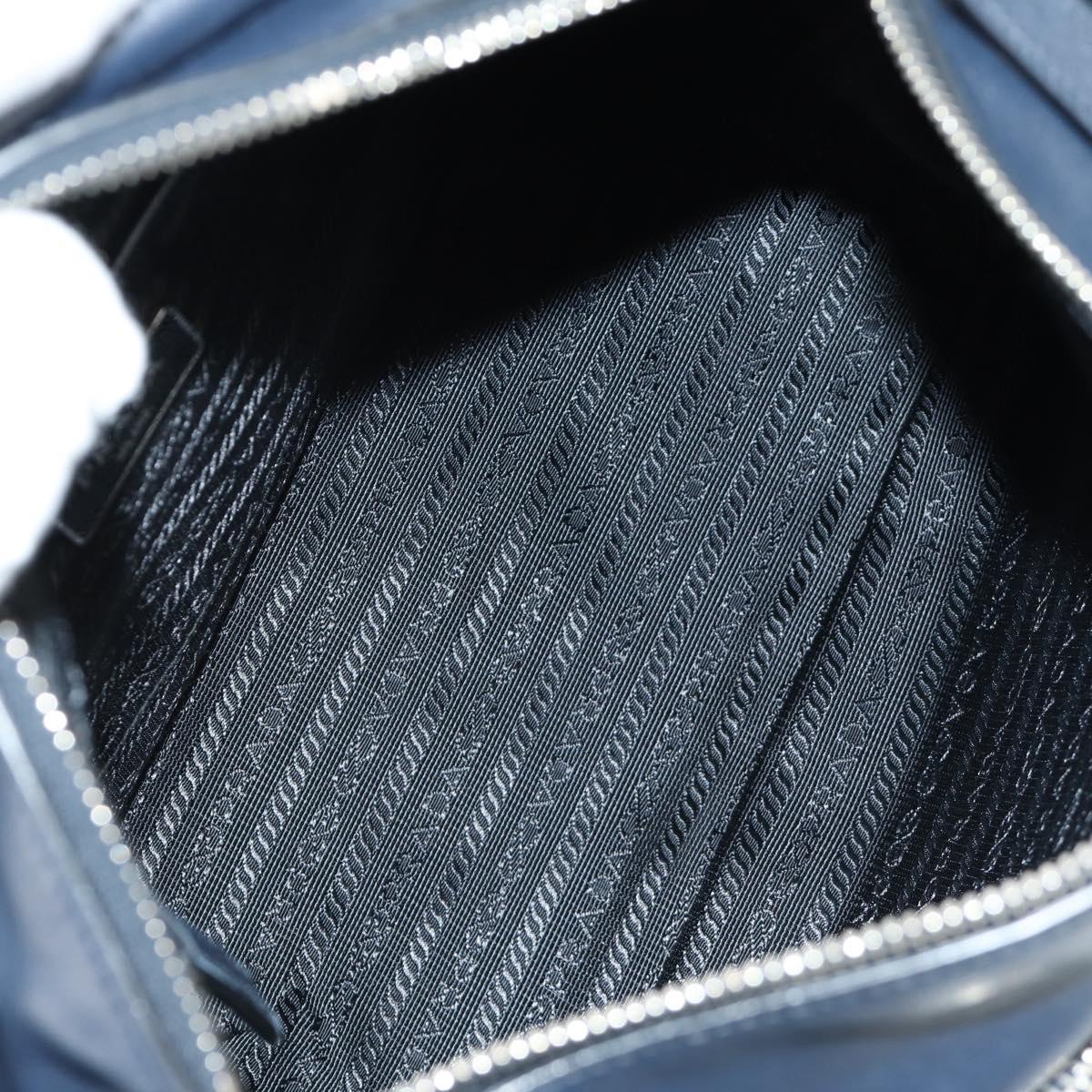 PRADA Shoulder Bag Leather Navy Silver Auth ki6667SAM