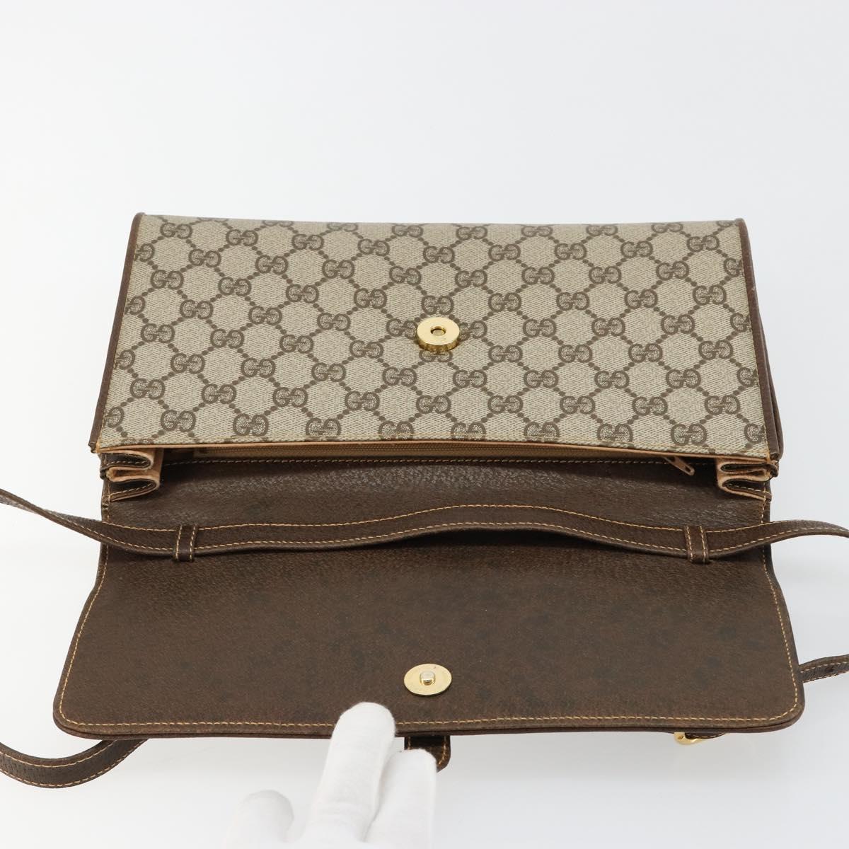GUCCI GG Supreme Shoulder Bag PVC Beige Gold 904 02 050 Auth ki6668