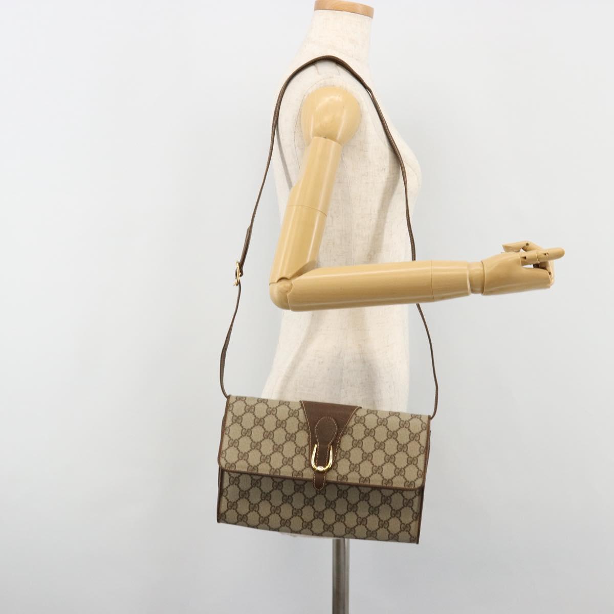 GUCCI GG Supreme Shoulder Bag PVC Beige Gold 904 02 050 Auth ki6668