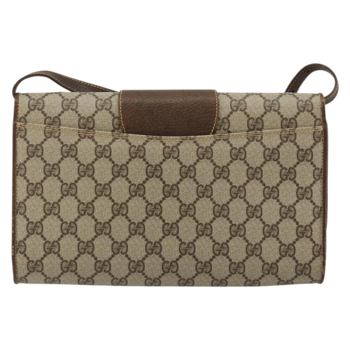 GUCCI GG Supreme Shoulder Bag PVC Beige Gold 904 02 050 Auth ki6668