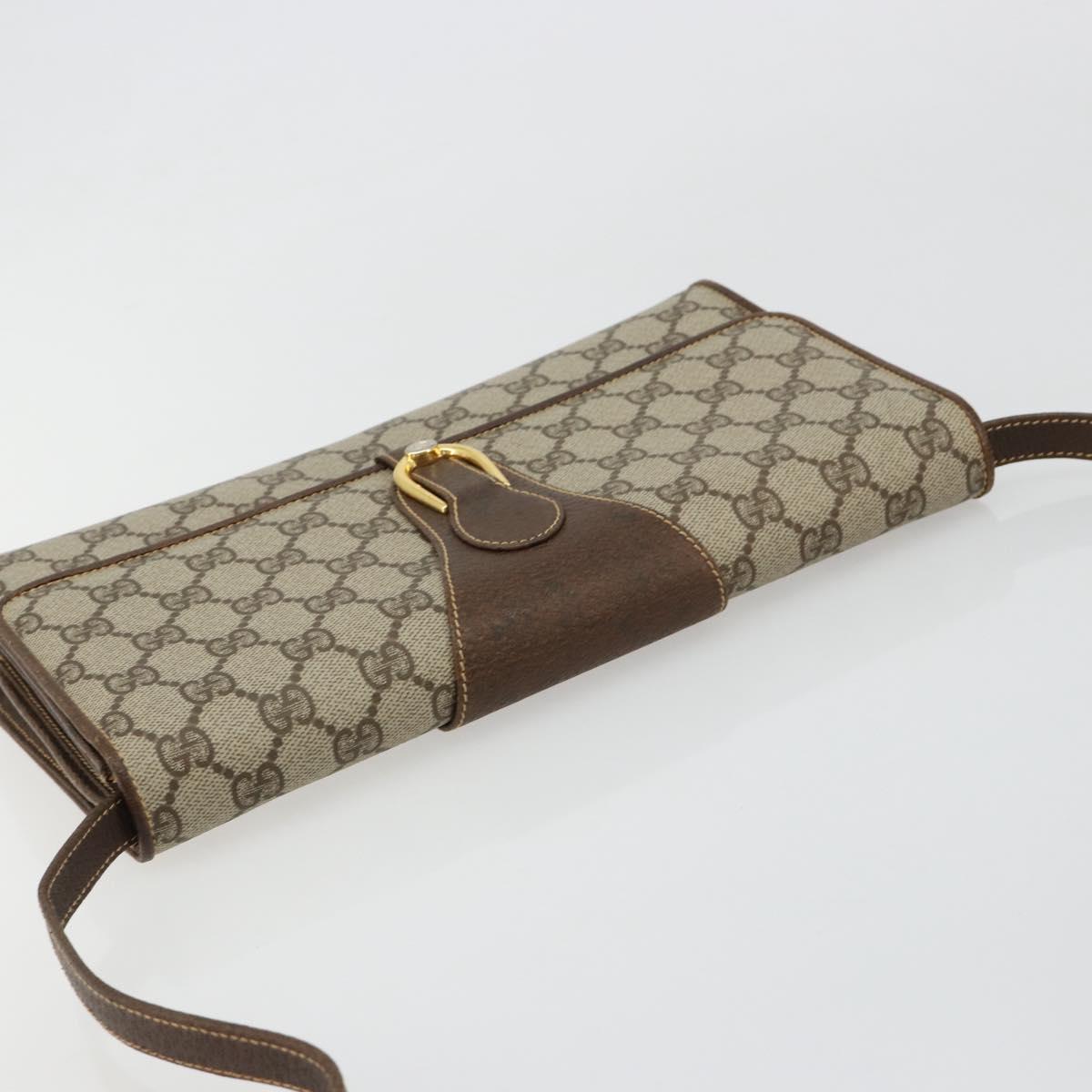 GUCCI GG Supreme Shoulder Bag PVC Beige Gold 904 02 050 Auth ki6668